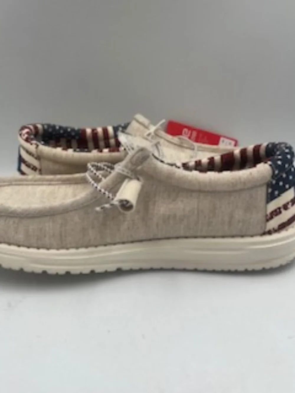 NEW Hey Dude Wally Patriotic Unisex Slip on Shoes Men 9 Women’s 11 NWT - Picture 9 of 12